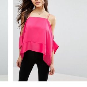 Cold shoulder pink top